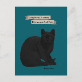 Mysterious Black Cat Quote Personal Teal Roze Briefkaart
