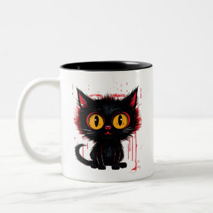 Mysterious Black Cat Tweekleurige Koffiemok