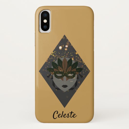 Mysterious Bronze and Black Glitter Masquerade Case-Mate iPhone Case (Achterkant)