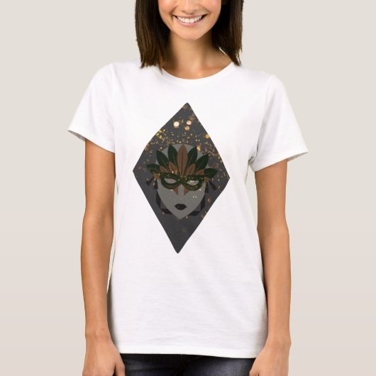 Mysterious Bronze and Black Glitter Masquerade T-shirt (Voorkant)