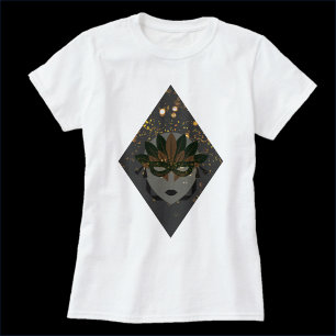 Mysterious Bronze and Black Glitter Masquerade T-shirt