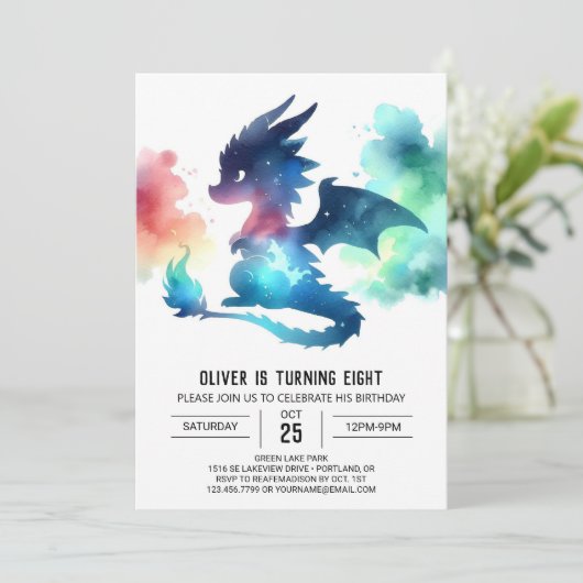 Mysterious Dragon Birthday Digitaal Kaart (Staand voorkant)