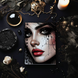 Mysterious Eyes & Red Lips Gothic – Elegant Notitieboek
