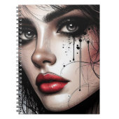 Mysterious Eyes & Red Lips Gothic – Elegant Notitieboek (Voorkant)