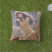 Mysterious Fantasy Girl - Gothic Art Aesthetic Buitenkussen (Gras)