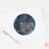 Mysterious Fantasy Girl - Ocean Art Aesthetic Ronde Sticker (Envelop)