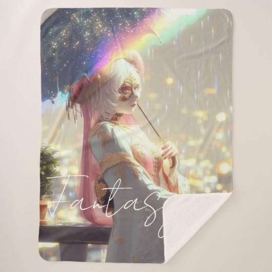 Mysterious Fantasy Girl - Ocean Art Aesthetic Sherpa Deken (Voorkant)