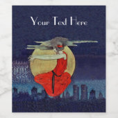 Mysterious Flowers City Lights Moon Blue Wijn Etiket (Enkel label)