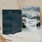 Mysterious Foggy Mountain Forest Bewaar de datum Kaart