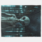 Mysterious Grey Alien Fleece Deken (Voorkant (Horizontaal))