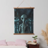 Mysterious Grey Alien Hangend Wandkleed (Slaapkamer)