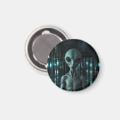 Mysterious Grey Alien Magneet (Voorkant / Achterkant)