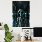 Mysterious Grey Alien Poster (Thuiskantoor)
