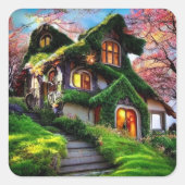 Mysterious House Square Sticker (Voorkant)