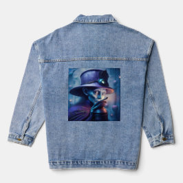 Mysterious Lady Pointing Finger At You Denim Jacket