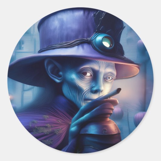 Mysterious Lady Pointing Finger At You Ronde Sticker (Voorkant)