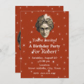 Mysterious Magical Birthday Genie Head White Stars Kaart (Voorkant / Achterkant)