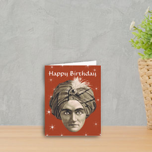 Mysterious Magical Genie Head Face Turban Birthday Kaart