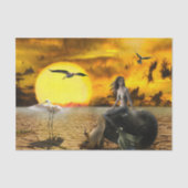 Mysterious Mermaid Fantasy Tekening in Geel Tissuepapier (Voorkant)