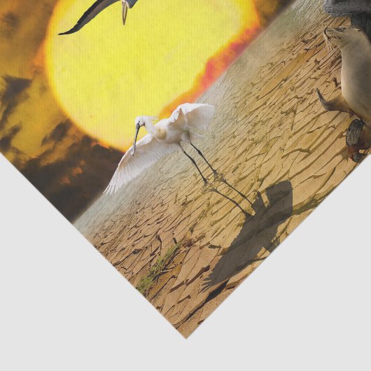 Mysterious Mermaid Fantasy Tekening in Geel Tissuepapier (Detail)