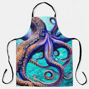 Mysterious Octopus Blue Ocean Wave Abstracte Art Schort
