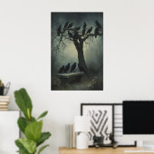 Mysterious Raven Kunst Donkere Gotische Muurprint Poster (Thuiskantoor)