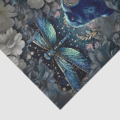 Mysterious Raven, Witte Bloemen & Libellen Tissuepapier (Detail)