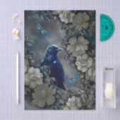 Mysterious Raven, Witte Bloemen & Libellen Tissuepapier (Craft)
