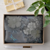 Mysterious Raven, Witte Bloemen & Libellen Tissuepapier (Geschenk)