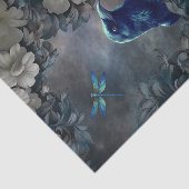 Mysterious Raven, Witte Bloemen & Libellen Tissuepapier (Detail)