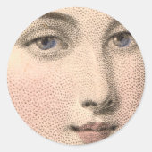 Mysterious Smile of Beauful French Woman  Ronde Sticker (Voorkant)