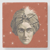 Mysterious Spooky Magical Genie Head Face Turban Stenen Onderzetter (Voorkant)