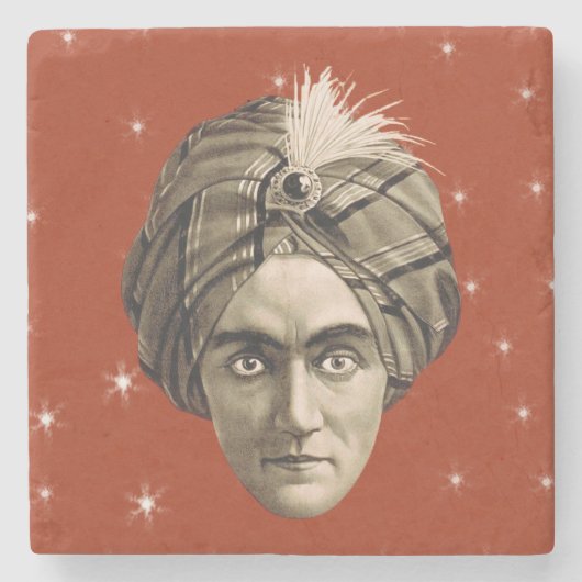 Mysterious Spooky Magical Genie Head Face Turban Stenen Onderzetter (Voorkant)