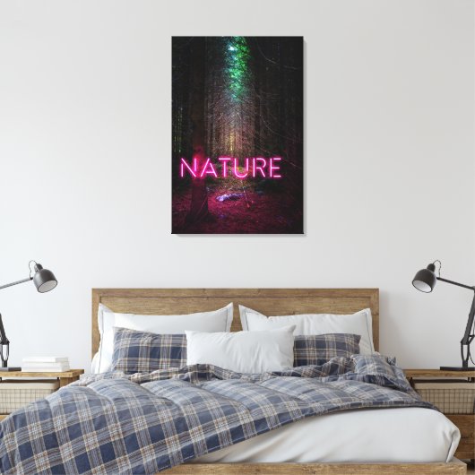 Mysterious spruce forest natuur neon magenta canvas afdruk (Insitu (Slaapkamer))