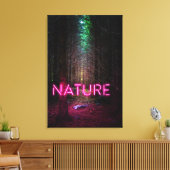 Mysterious spruce forest natuur neon magenta canvas afdruk (Insitu (Woonkamer))