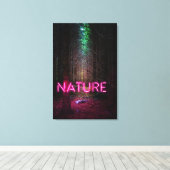 Mysterious spruce forest natuur neon magenta canvas afdruk (Insitu (Houten vloer))