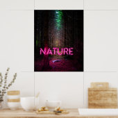 Mysterious spruce forest natuur neon magenta poster (Keuken)