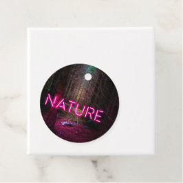 Mysterious spruce forest natuur neon magenta-teken bedankjes labels