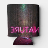 Mysterious spruce forest natuur neon magenta-teken blikjeskoeler (Achterkant)