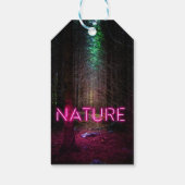 Mysterious spruce forest natuur neon magenta-teken cadeaulabel (Achterkant)