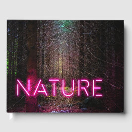 Mysterious spruce forest natuur neon magenta-teken gastenboek