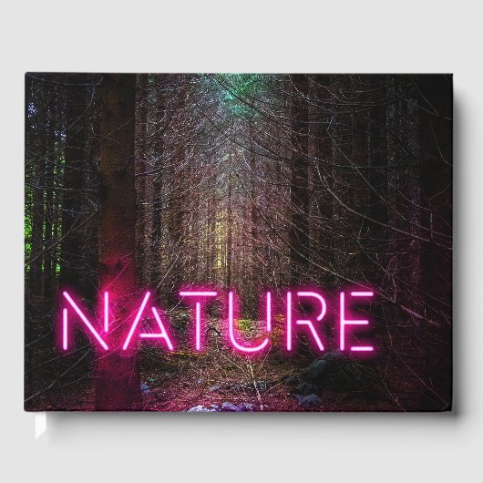 Mysterious spruce forest natuur neon magenta-teken gastenboek (Voorkant)