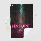 Mysterious spruce forest natuur neon magenta-teken golfhanddoek (Insitu)