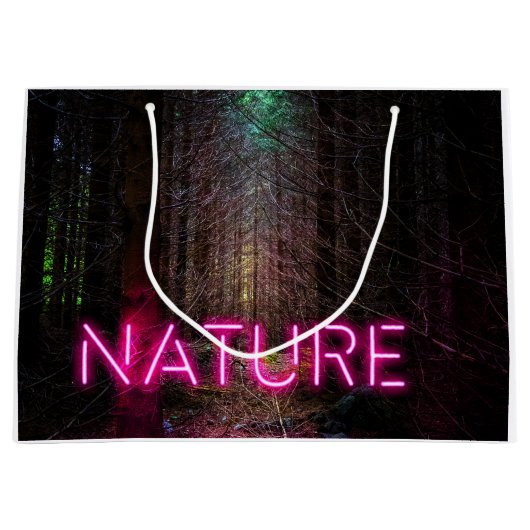 Mysterious spruce forest natuur neon magenta-teken groot cadeauzakje (Voorkant)