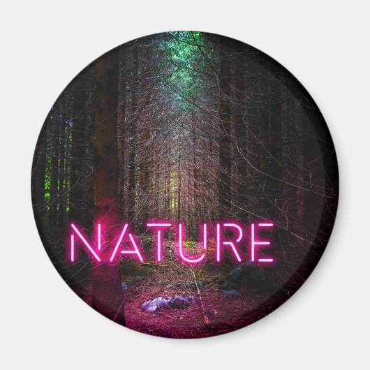 Mysterious spruce forest natuur neon magenta-teken magneet (Voorkant)