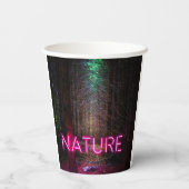 Mysterious spruce forest natuur neon magenta-teken papieren bekers (Achterkant)