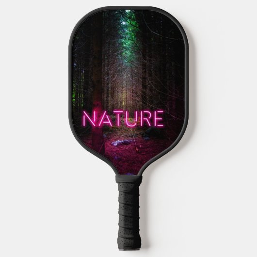 Mysterious spruce forest natuur neon magenta-teken pickleball paddle (Voorkant)