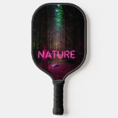 Mysterious spruce forest natuur neon magenta-teken pickleball paddle (Achterkant)