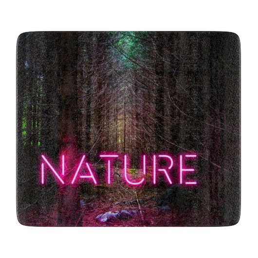 Mysterious spruce forest natuur neon magenta-teken snijplank (Voorkant)