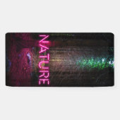 Mysterious spruce forest natuur neon magenta-teken spandoek (Horizontaal)